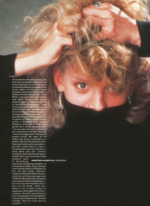 Rare scans of Martha Plimpton from an unknown magazine circa 1988 and Blitz Magazine, January 1990&n