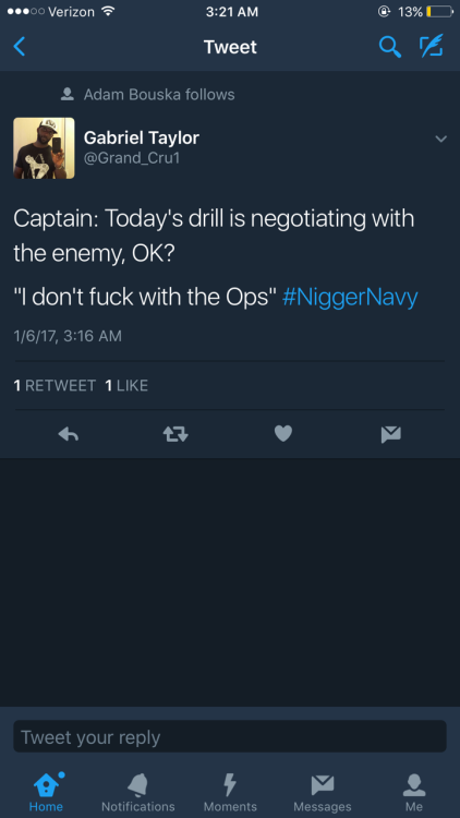 bobbicai:  Favorites so far 😂😂 If you dont know Yahoo sent some type of report or email out(im not sure which) and it had the typo “nigger navy” when they meant “bigger navy” but this shit has me weak. We can turn anything into a joke shit