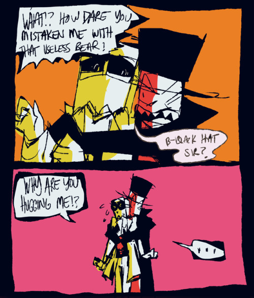 dr-glug-glug:  Black Hat and hugs! inspired by this lol: http://clownsounds.tumblr.com/post/162191097452/im-fuckin-gay-haha-this-is-kind-of-an-art-trade 