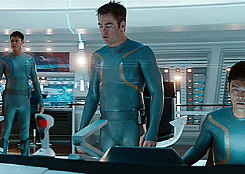 jacobdaniel1987:Chris Pine, aka Captain James T Kirk, in his starfleet issue tight form fitting futuristic rubberized dive suit.