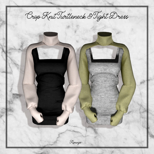 [RIMINGS] Crop Knit Turtleneck & Tight Dress- DRESS- NEW MESH- ALL LODs- NORMAL MAP- 24 SWATCHES