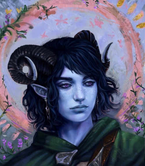 criticalrole-described: azraelion: Painterly Worlds [id: photorealistic art of jester lavorre from c