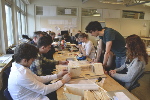 Architect students working