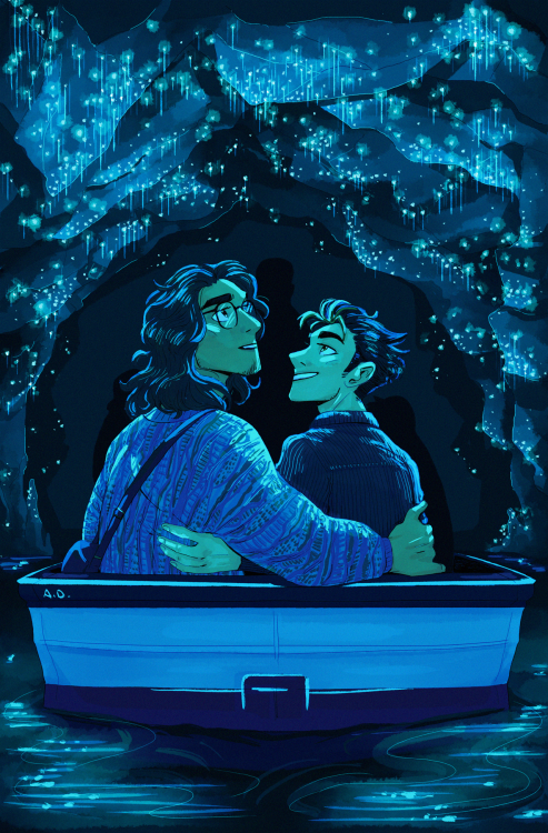 dreamingpartone: this is my full piece from @asanoyazine !! the boys taking in the glow worm ca