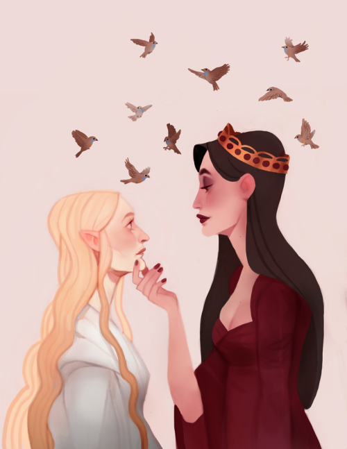 littledeerling:“My eyes are up here, Galadriel”I love that nightingales follow Melian wherever she g