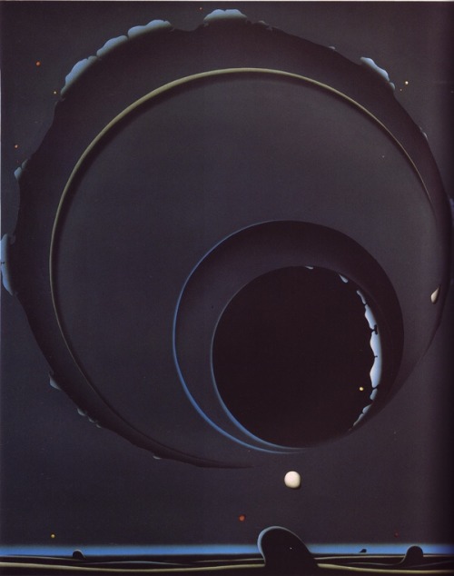 talesfromweirdland: Black Space by Japanese sci-fi artist, Shuji Tanase, 1982.(Image from 50watts.co