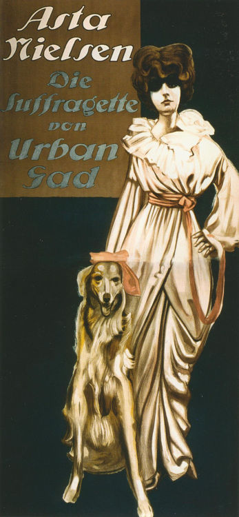 Filmposter zu Urban Gads Die Suffragette (1913), gezeichnet von Ernst Deutsch-Dryden; Hauptrolle Ast