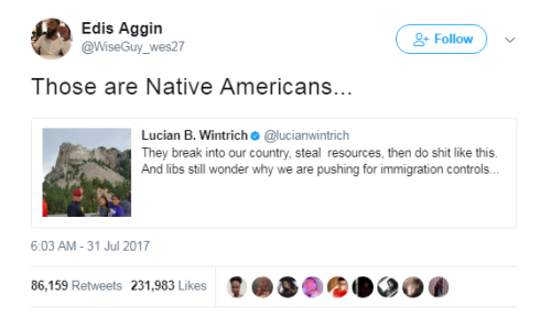 alwaysbewoke:  thewonderginger: the-real-eye-to-see:  How can you even say that?  It’s even funnier because Mount Rushmore was built on Native land that was supposed to be left alone.  But my fellow white people just built it anyways.  Didn’t give