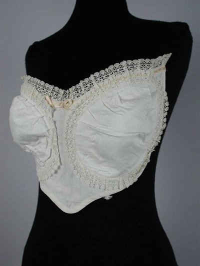 Top: Muslin liner for breast pads, ca. 1880-1900. Bottom: Cotton breast pad filled with horsehair, c