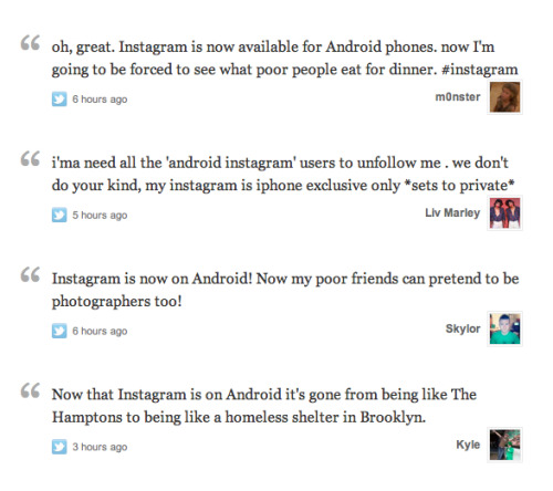 aegislash:Remember when iPhone users were pressed about Instagram coming to Android, so they began a