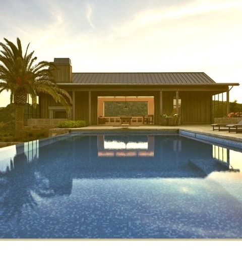 Pool - Farmhouse PoolAn Illustration Of A Sizable Country Backyard With A Rectangular Infinity Pool