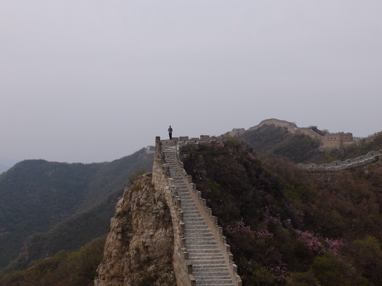 China Peking Die Grosse Mauer Man Sieht Nur