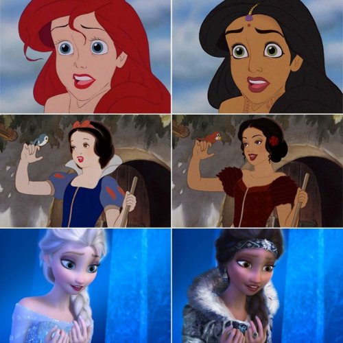 thelittleloverofbooks:smouldered:hustleinatrap:Artist T.T. Brett reimagines Disney Princesses as dif