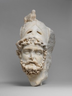 via-appia:  Marble relief fragment with the head of Mars Roman, early 3rd century  