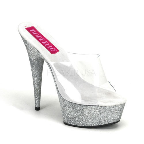 Our silver and clear glitter Bordello Vivian #heels. Get yours from the Slutty Heels Shop #clearheel