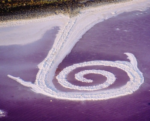 punk-raphaelite:  This is a land art piece by the artist Robert Smithson, titled Spiral Jetty (1970)
