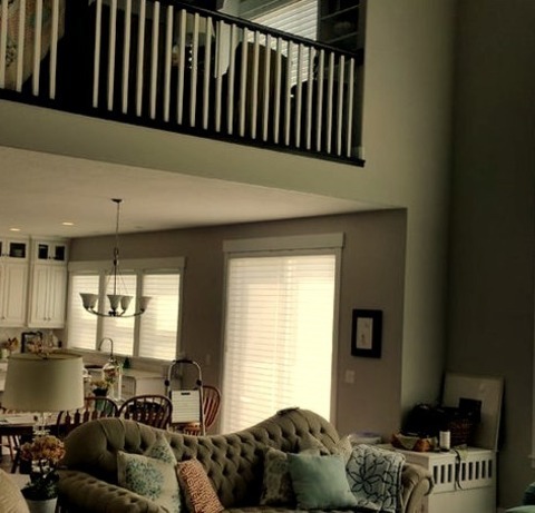 Family Room Loft-Style Salt Lake CityLarge Coastal Loft-style Family Room With Gray Walls, A Wall-mounted