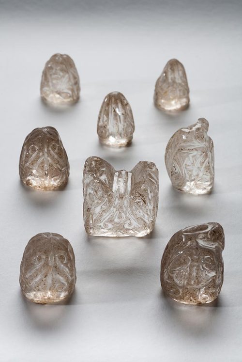 virtual-artifacts:A series of 11th-century crystal chess pieces from the Museo da Catedral in Ourens