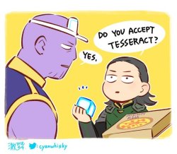 frenchblondgirl:  澈(Che)‏ @cyanwhisky #LOKI HE REALLY BUYS PIZZA IS THIS REAL WORLD MY GOD I CAN’T STOP LAUGHING!!!!!  