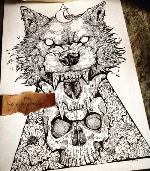 wolfskulljack: Shape Shift Black- My newest personal piece is available! Original inks are A4 on hig