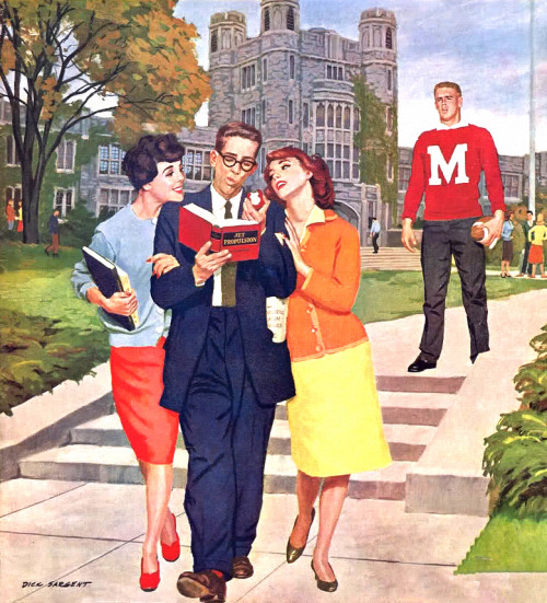 rogerwilkerson: Big Man On Campus, art by Dick Sargent.  Detail from Saturday Evening Post cove