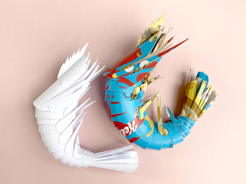 itscolossal:Make Your Own Paper Prawn Using This Pattern Designed by Artist Lisa Lloyd