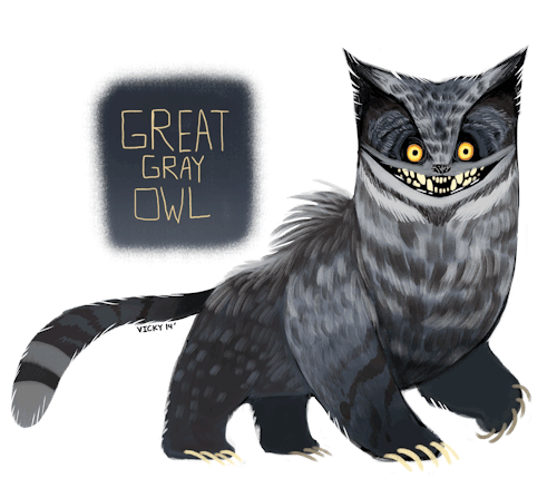 lumberdyke:kitswulf:winslowdraws:all my bear owl (or owlley cats) gifs in one post!  all inspired by