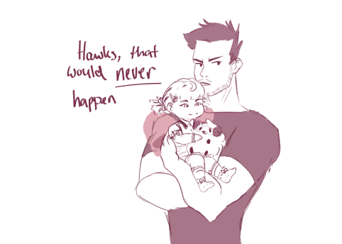 imaid:  Hawksdeavour single (quad) dad auThe todoroki siblings are quadruplets. Hawks and Enji live on a diet of coffee and instant noodles.Enji is younger in this au, maybe mid 30s so he hasn’t really contended with All Might and has a lower percentage