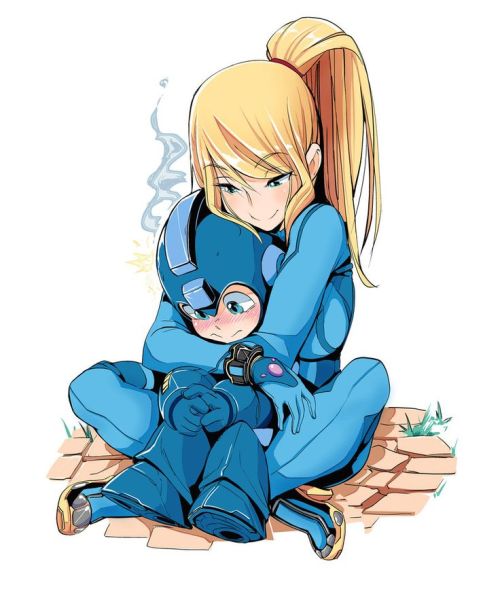 lolfactory:  Never thought Mega-Man and Samus would look so cute together ➨ funny blog [via imgur]