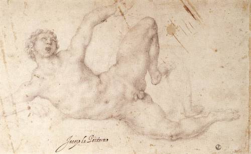 Kicking Player, 1530, Jacopo PontormoMedium: chalk,paper