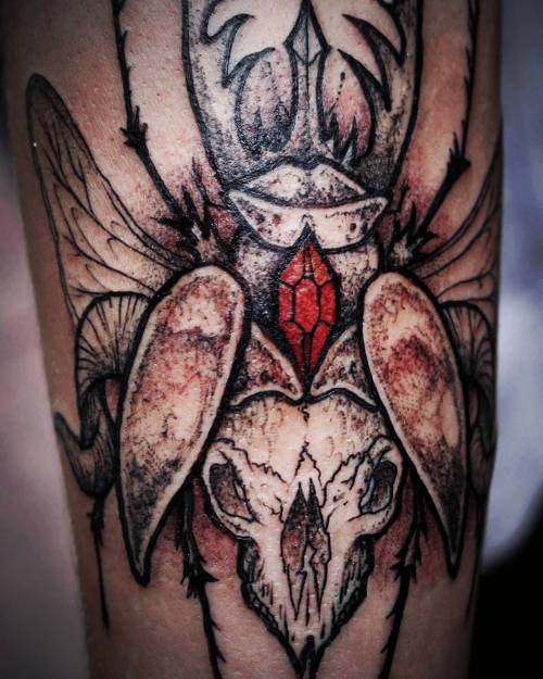 #beetle #tattoo #notblackwork #goat #goatbeetle #horns