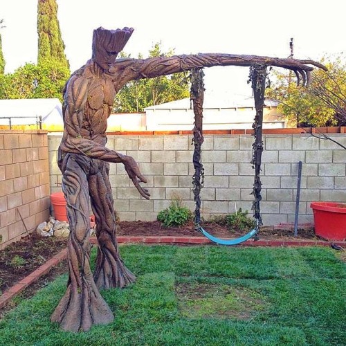 Wow! Some awesome folks made their kid a Groot swing for an upcoming reality show called Super Fans, Super Builds. I love it.