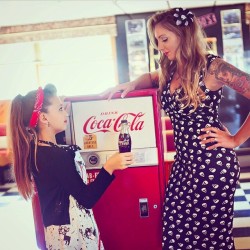 steadyclothing:  Our #wcw goes to this mother and daughter pinup duo. @wednesdaylane looks fantastic wearing our Skull Diva dress. Her daughter just looks adorable in her retro inspired outfit. #steadyclothing #rockabilly #rocksteady #rocksteadyclothing