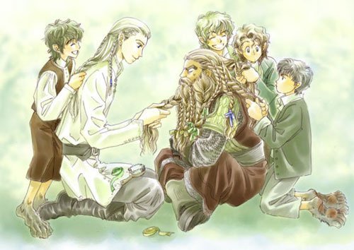 portabellogna:   There is so much hair-braiding fanart of Legolas and Gimli.      (sources- [x] [x] [x] [x] [x] [O] [x] [x] [x])       