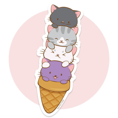 irenekohstudio: Ace kitties on ice-cream cone. I want to create stickers some day.Or do you want thi