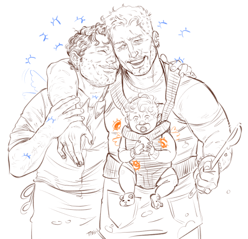 clickbaitcowboy: Two angels and some dude in the kitchen, what will they cook?(DeanCas commission +b