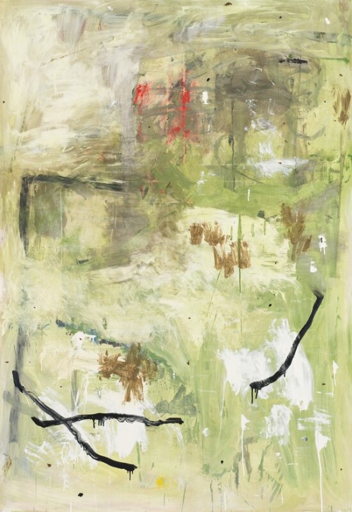 automaticaction:Untitled (2010-11) - Richard Aldrich (Oil, Enamel, and Wax on Cut and Punctured Line