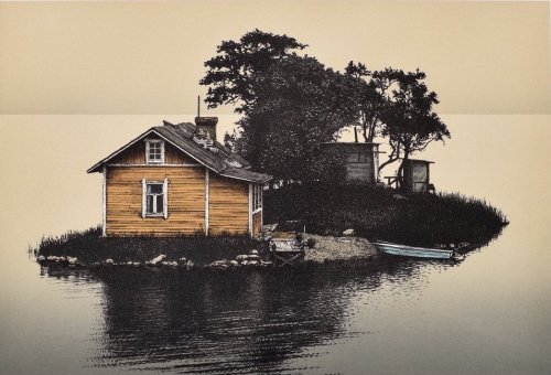 iamjapanese:YOSHIDA Hodaka（吉田 穂高 Japanese, 1926-1995）小島の家（A House on the little Island） 1984&nb