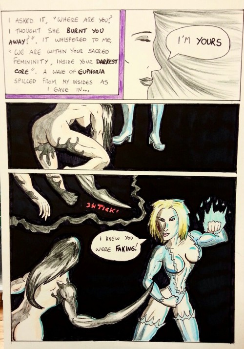 Kate Five vs Symbiote comic Pages 44 - 46  Very NSFW. Apologies to anyone offended by Kate’s symbiocock molesting Taki