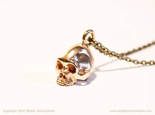 sosuperawesome:3D Printed Bronze Skull PendantsMythic Articulations on Etsy