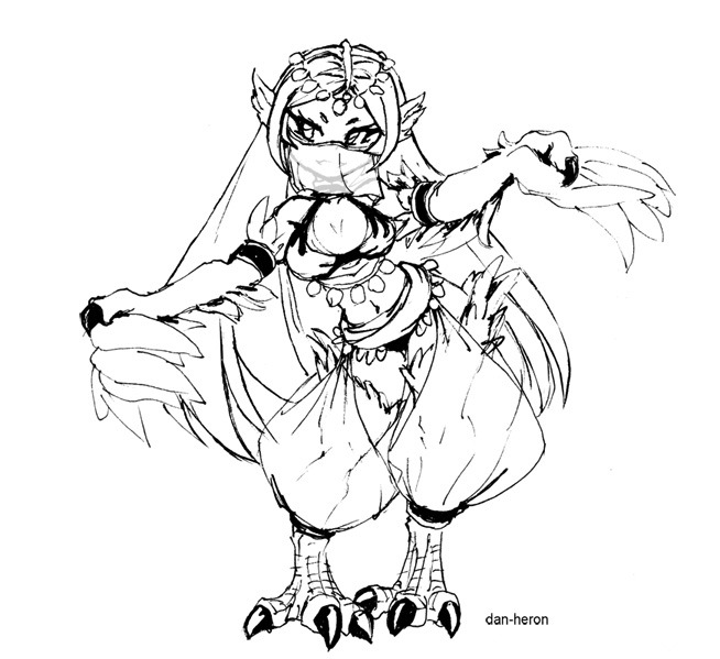 dan-heron:  quick drawing of a Harpy Harem Dancer. I was thinking of a “ground”