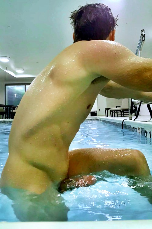 brainjock:  Hung Nerd Keith! p.2   The response to Keith’s first set was nothing short of amazing so I’m posting his hotel gym and pool exhibitionist shots! Keith loves the idea of someone catching and forcing him to jerkoff his huge cock in public