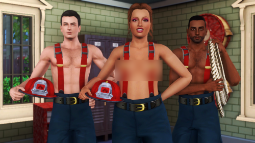 nectar-cellar:Sexy Firefighter OutfitMy second piece of pin-up inspired CC for Pride month. Firefigh