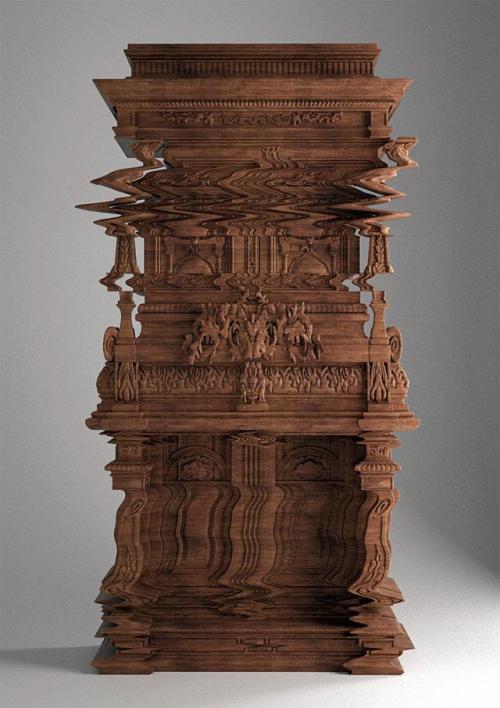 id10tonparade: passionateartist:  sixpenceee:  This wooden cabinet was carved to look like a digital