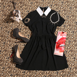 romwe:  Dual-tone A-line Little Black Dress