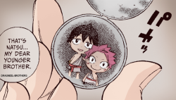 dragneel-brothers:  that panel really made my day a bit betterlook at that book under zerefs arm!!and natsus cheeks!!!!