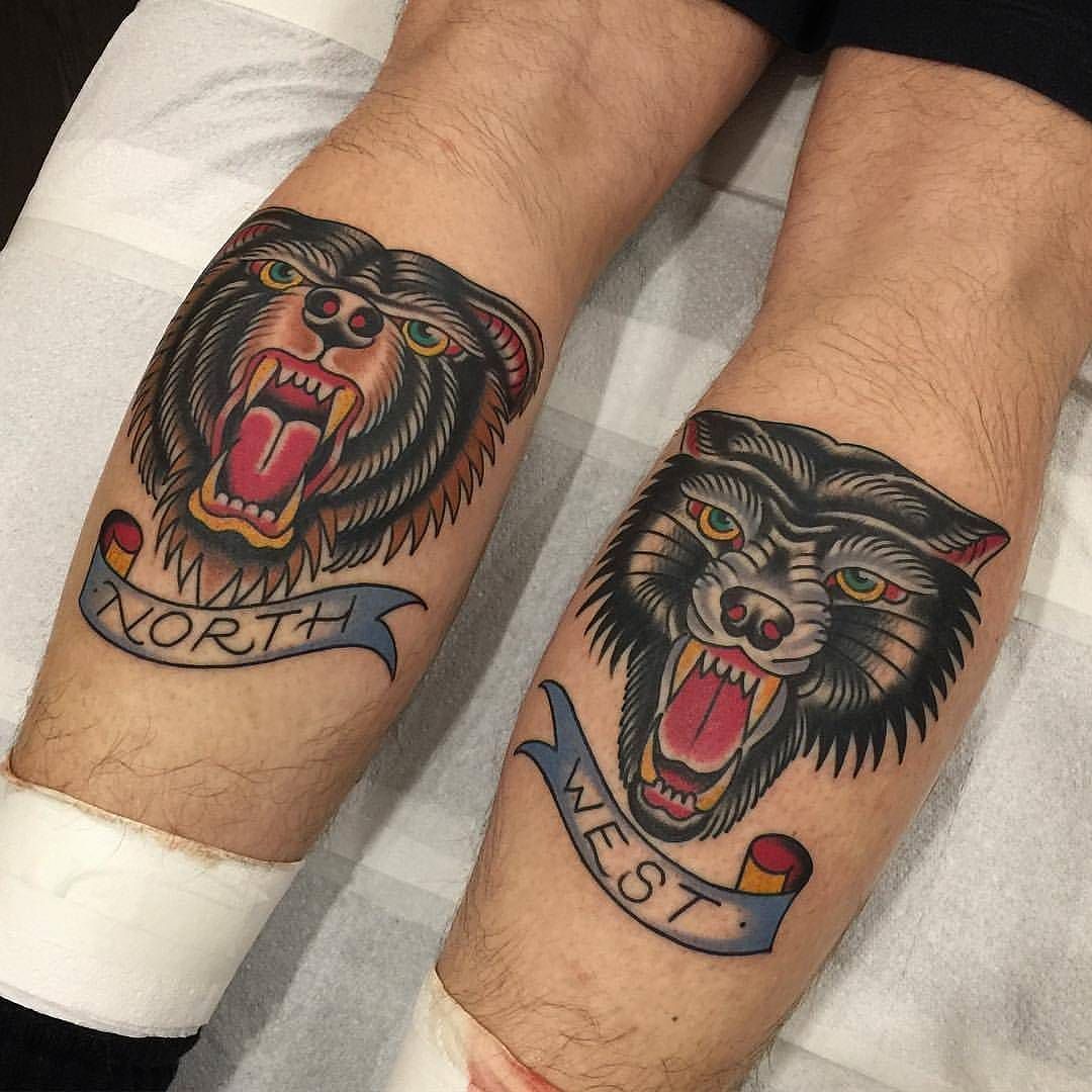 Tattoo Snob • Bear and Wolf by @nickmayes at North Sea Tattoo...