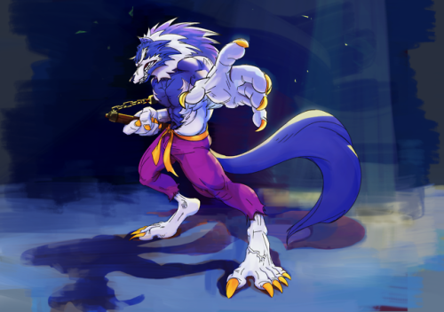 It’s Jon Talbain from Darkstalkers. I tried coloring ‘im twice and didn’t like either but combining 