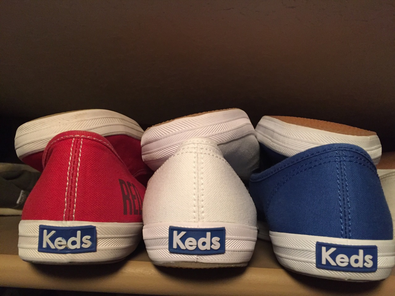 red white and blue keds