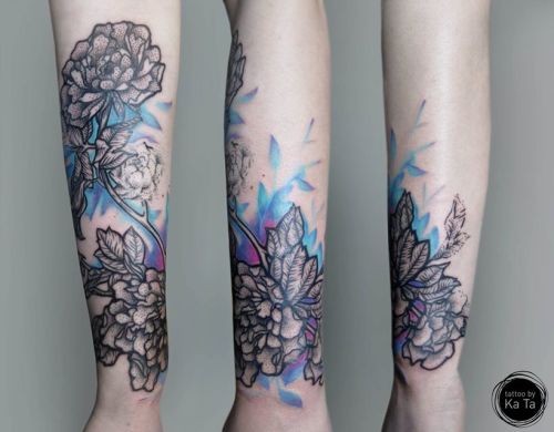 Floral sleeve in progress.